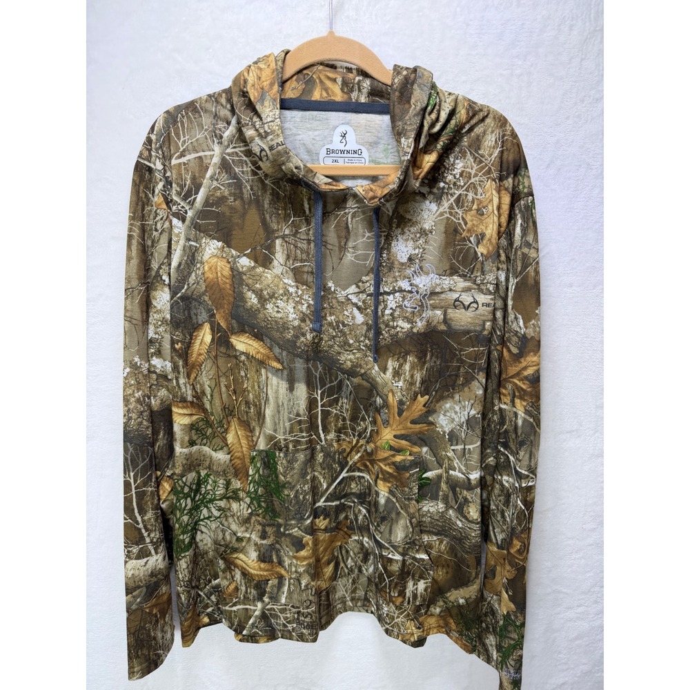 Browning Realtree Edge Camo Mens Long Sleeve Performance Hunting Shirt Green 2XL